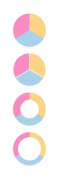 Grafico circolare e ad anello con segmenti d'albero Modello di sezione Piechart Grafico di struttura circolare