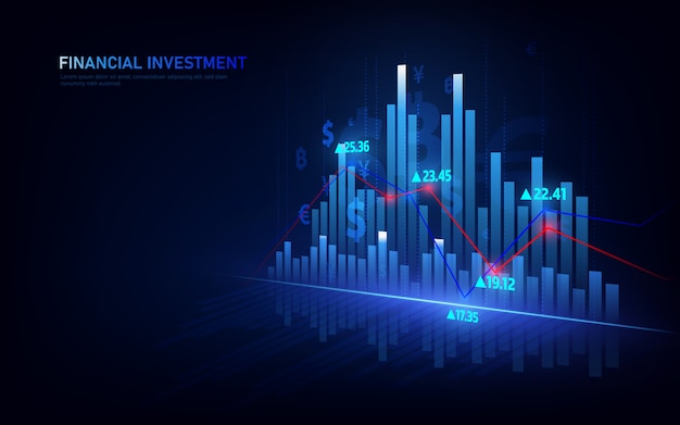 Grafico del mercato azionario o forex nel concetto grafico adatto per investimenti finanziari o affari di tendenze economiche.