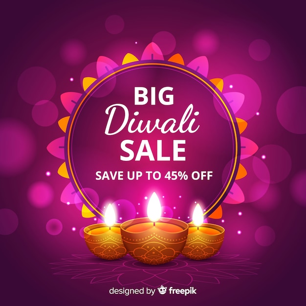 Grande disegno realistico di vendita di Diwali