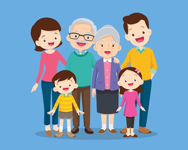 Grande famiglia felice multigenerazionale fratelli parenti ritratto