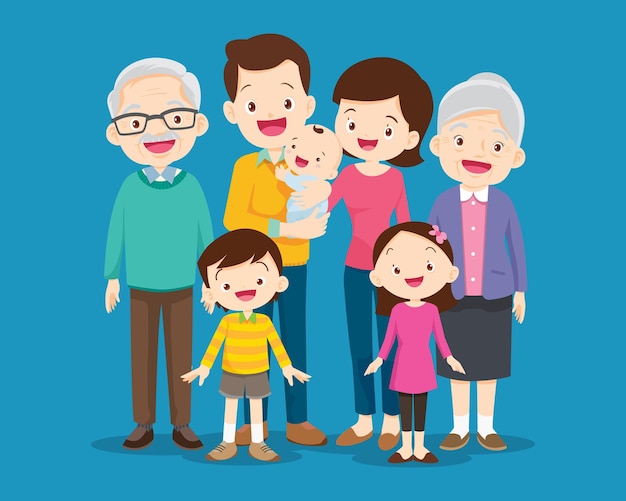 Grande famiglia felice multigenerazionale fratelli parenti ritratto