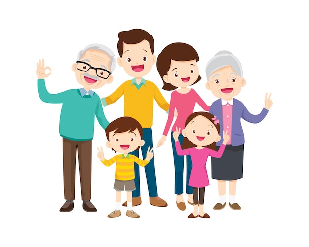 Grande famiglia felice multigenerazionale fratelli parenti ritratto