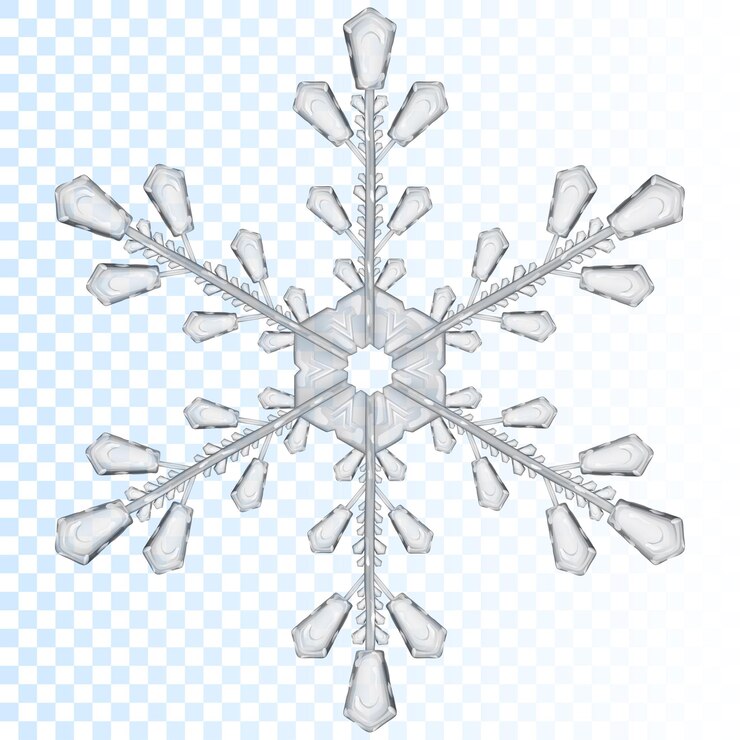 Vettore grande fiocco di neve trasparente di colore grigio.