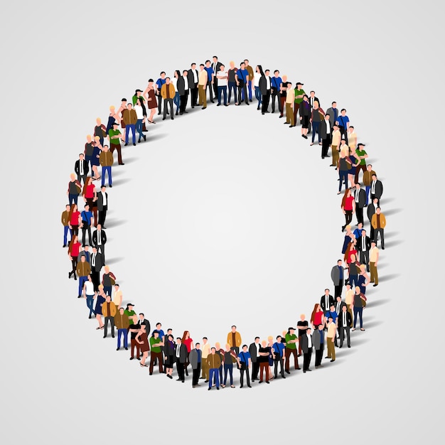 Grande gruppo di persone a forma di cerchio