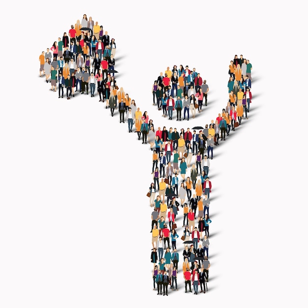 Grande gruppo di persone a forma di uomo