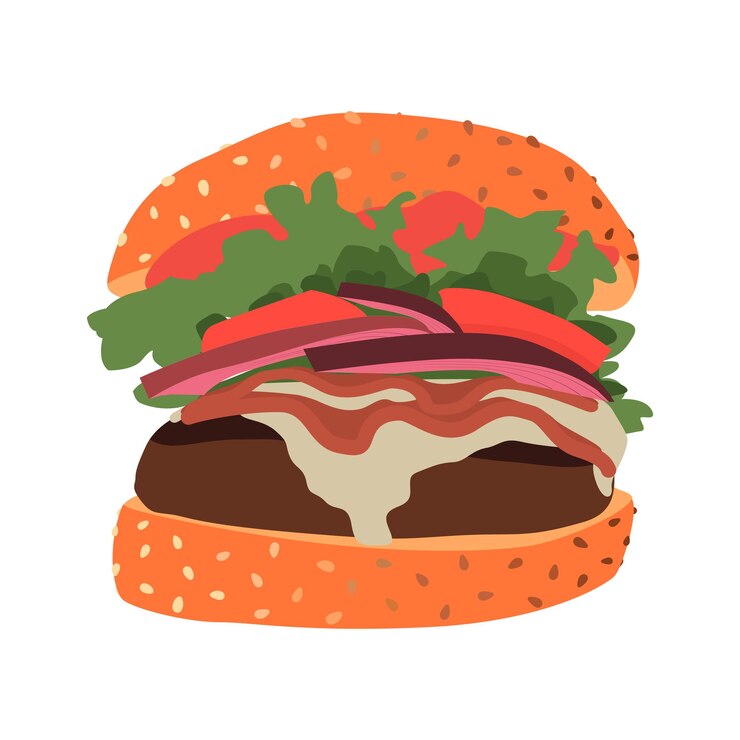 Vettore grande hamburger realistico su sfondo bianco - illustrazione vettoriale