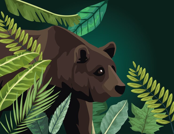 Vettore grande orso animale nella scena del paesaggio