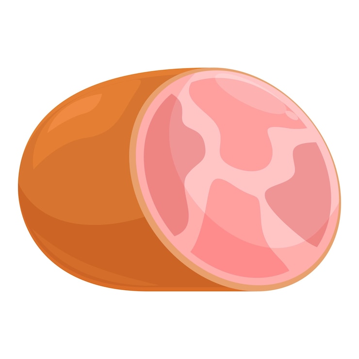 Vettore grande pezzo di prosciutto isolato su sfondo bianco