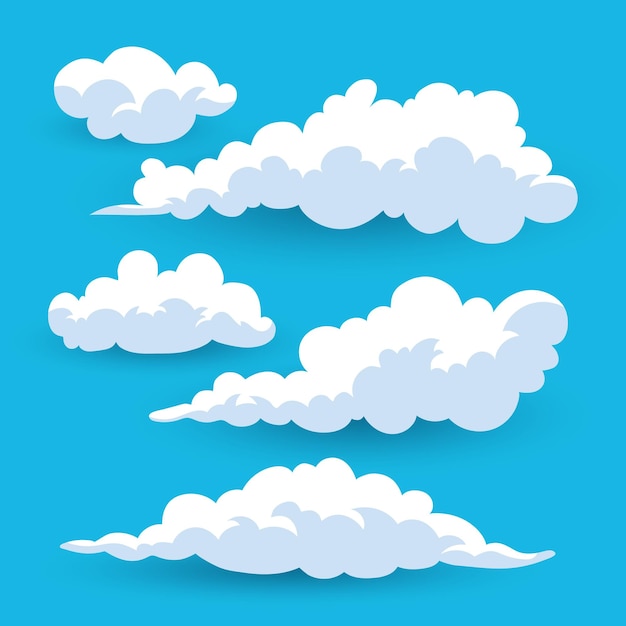 Grande raccolta di nuvole disegnate a mano con vettore libero di diverse dimensioni