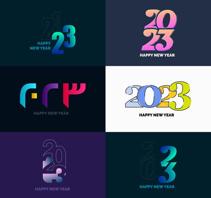 Vettore grande set di 2023 happy new year logo testo design 2023 numero modello di progettazione