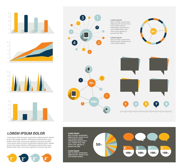 Grande set di elementi infografici piatti.