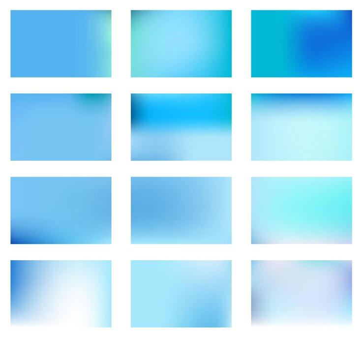 Vettore grande set di sfondi blu natura sfocati. sfondo blu sfocato