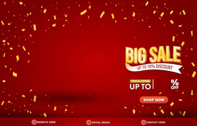 grande vendita modello di sconto banner con spazio di copia per la vendita di prodotti con gradiente astratto re background design 02