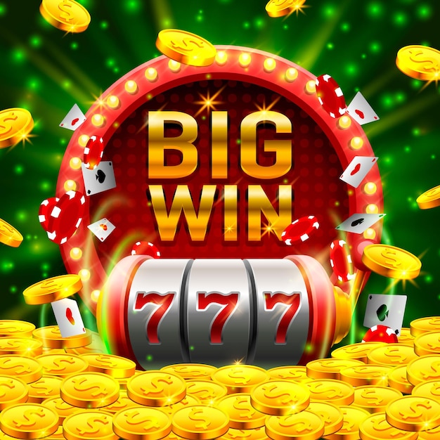 Grande vittoria slot 777 banner casinò. Illustrazione vettoriale