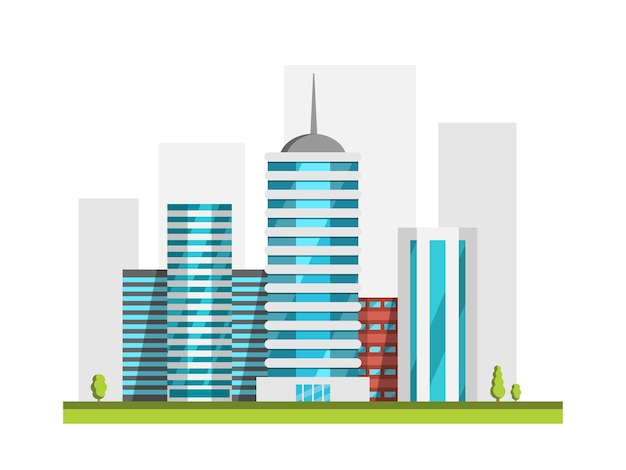 Grandi grattacieli della città Illustrazione della città moderna e del settore immobiliare Architettura degli edifici urbani