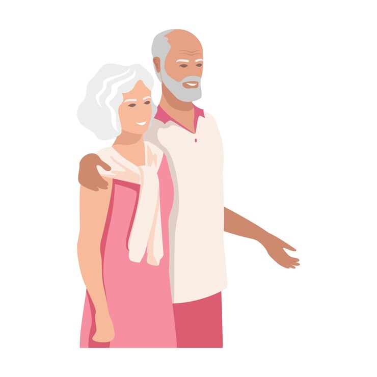 Vettore grandpa hugs grandma