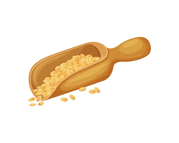 Grano chicchi di grano in una paletta di legno una grande paletta di legno con isol di illustrazione vettoriale di chicchi di grano
