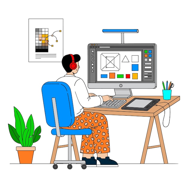 Graphic Designer che lavora al computer