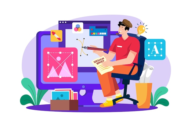 Graphic Designer Illustrazione concetto su sfondo bianco