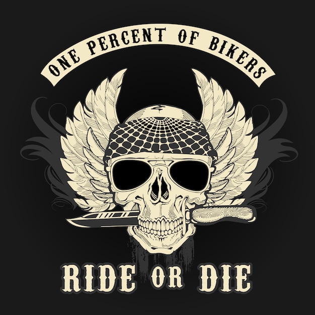 Graphic Logo Biker Skull with knife Colori