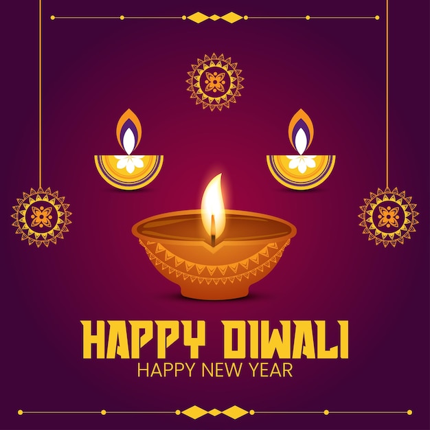 Gratis vettore elegante biglietto di auguri dello sfondo del festival di Diwali