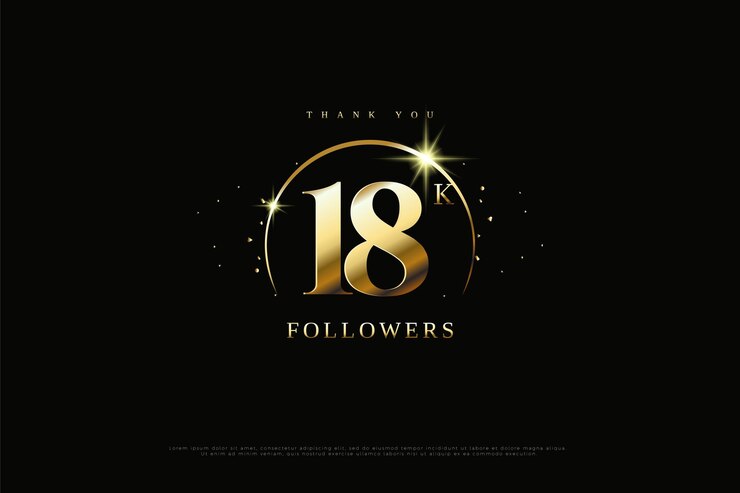 Grazie 18k follower con arco d'oro sui numeri