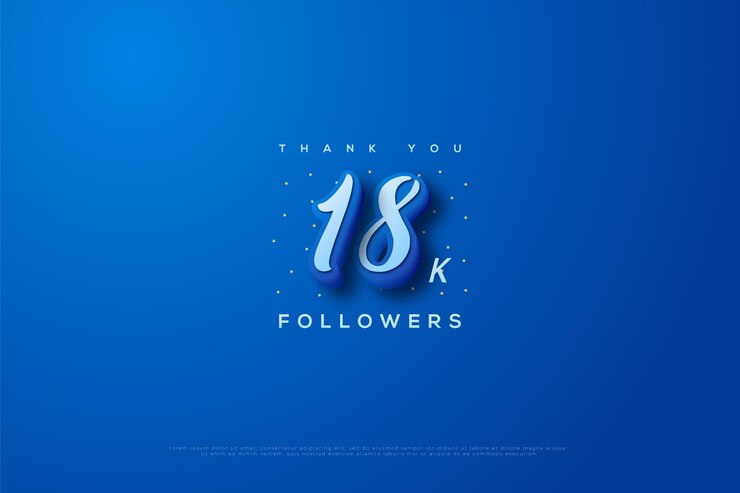 Grazie 18k follower con numeri di tratto blu e blu