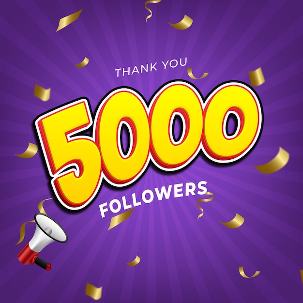 grazie 5000 follower effetto testo in stile 3d