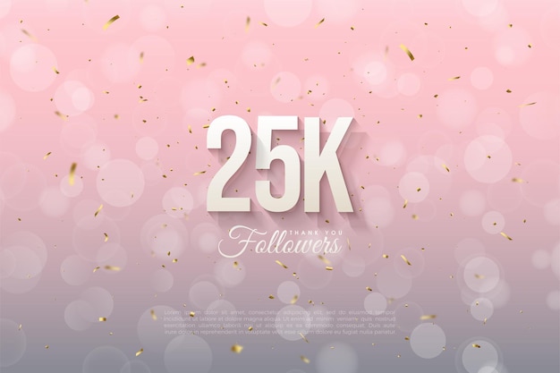 Grazie a 25k follower con un numero su uno sfondo rosa con motivo a punti chiari.