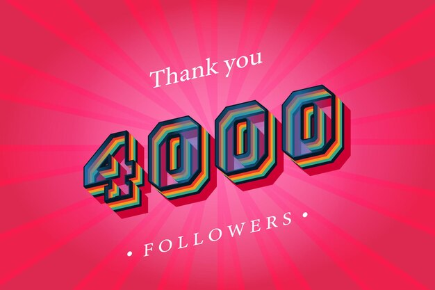 Grazie a 4000 follower e abbonati social con numeri Rendering 3d effetto testo retrò alla moda