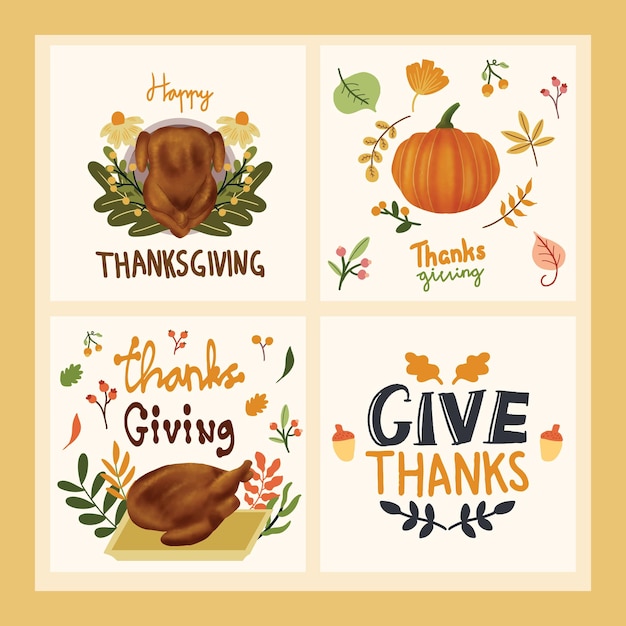 Grazie Dando Sticker di stagione Design di biglietti di saluto Lettere zucca di tacchino