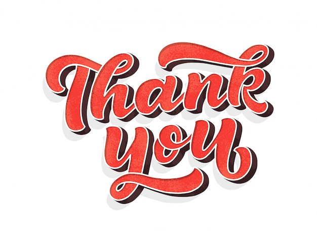 Grazie iscrizione scritta a mano. Lettering 3D disegnato a mano. Calligrafia di script. Biglietto d'auguri.