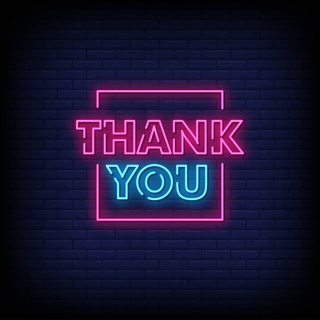 Grazie vettore del testo di stile dell'insegna al neon