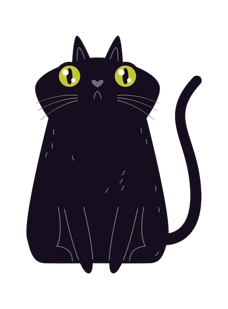 Graziosa icona piatta del gattino per animali domestici Giocoso gatto nero
