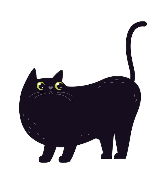 Graziosa icona piatta del gattino per animali domestici Giocoso gatto nero