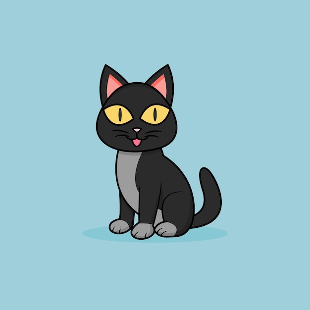 Graziosi gatti dei cartoni animati carino gatto nero vettoriale