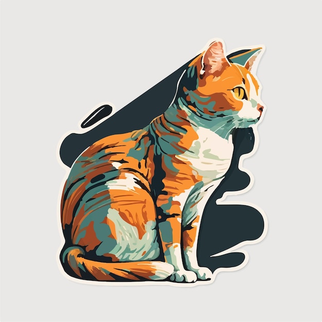 Grazioso gattino con motivi intricati e colori vivaci in un'illustrazione vettoriale realistica