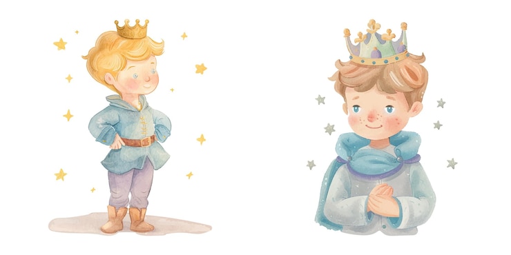 Vettore grazioso principe acquerello illustrazione vettoriale 18