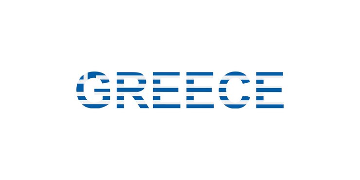 Vettore grecia lettere nello stile della bandiera del paese grecia parola nello stile della bandera nazionale