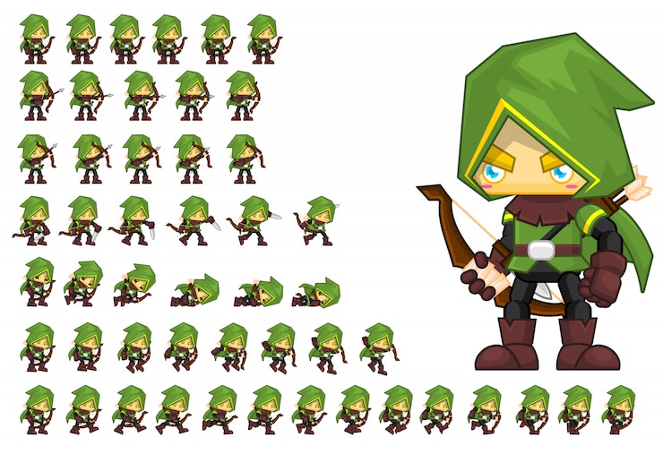 Vettore green archer game character