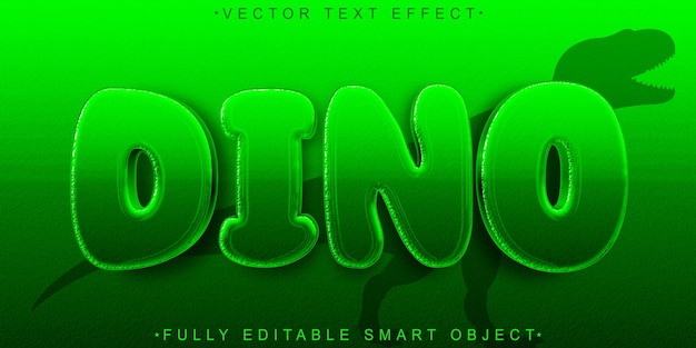 Green Cartoon Dino Vector Effetto di testo dell'oggetto intelligente completamente modificabile