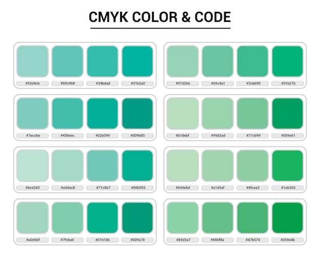 Green Color Guide Palette con nomi di colori Palette di colori Fashion Trend Pantone Color swatch