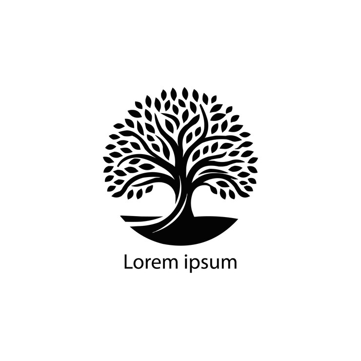 Green natural Tree Logo Design Bonsai Tree Logo Illustrazione Foglia e legno
