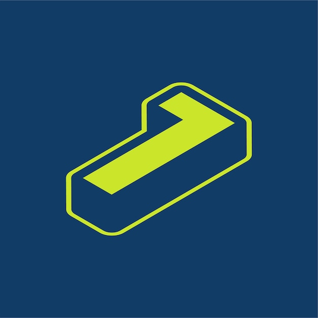Green Retro Isometric Vector Number 1 Icon con sfondo modificabile