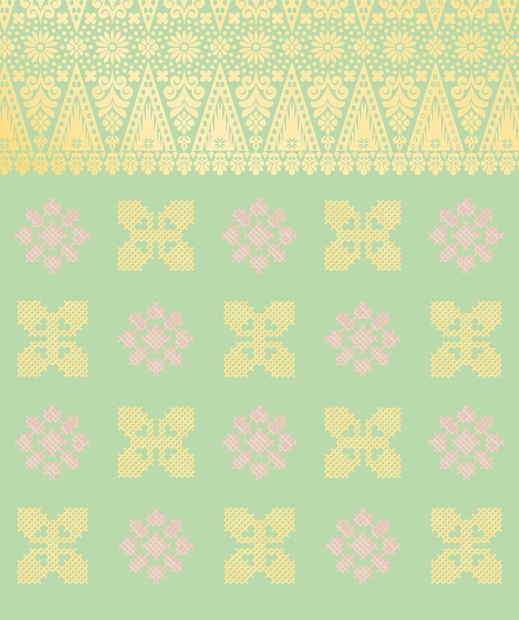 Vettore green songket modello tradizionale senza cuciture