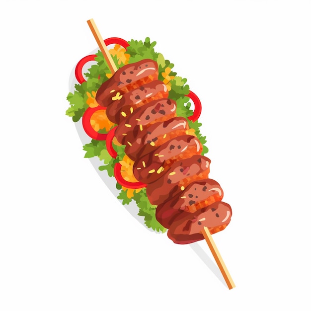 griglia di carne di manzo vettore kebab pasto cibo ristorante illustrazione isolata pollo alla griglia