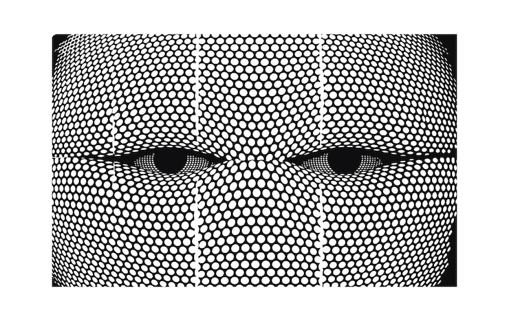 Vettore griglia di punti geometrici della faccia dell'illusione ottica