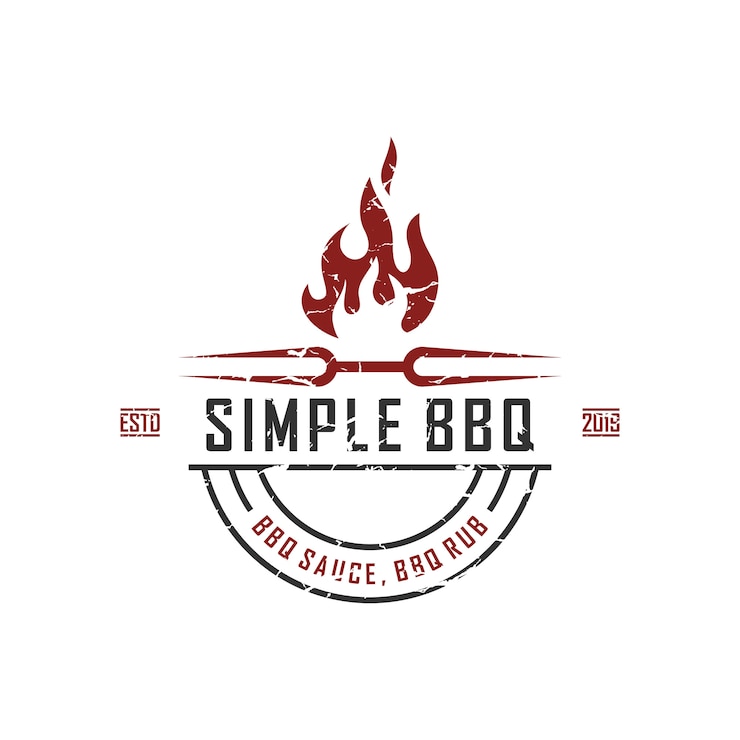 Griglia per barbecue retrò vintage campagna, etichetta timbro logo design vettoriale
