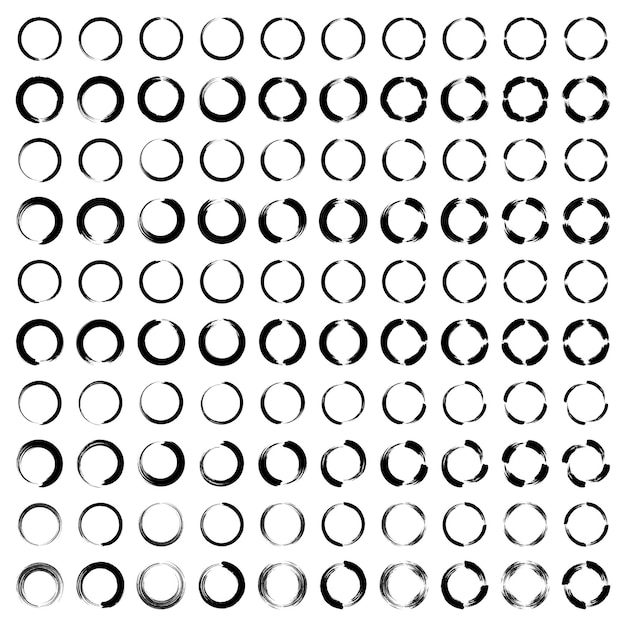 Grunge Circle Bold Line forma astratta nera 100 Set