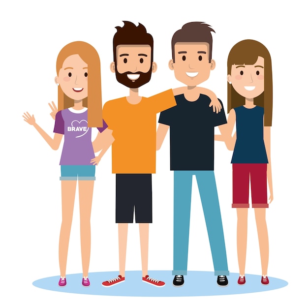 Gruppo di amici felici persone insieme in abiti casual